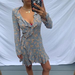 vintage floral wrap dress